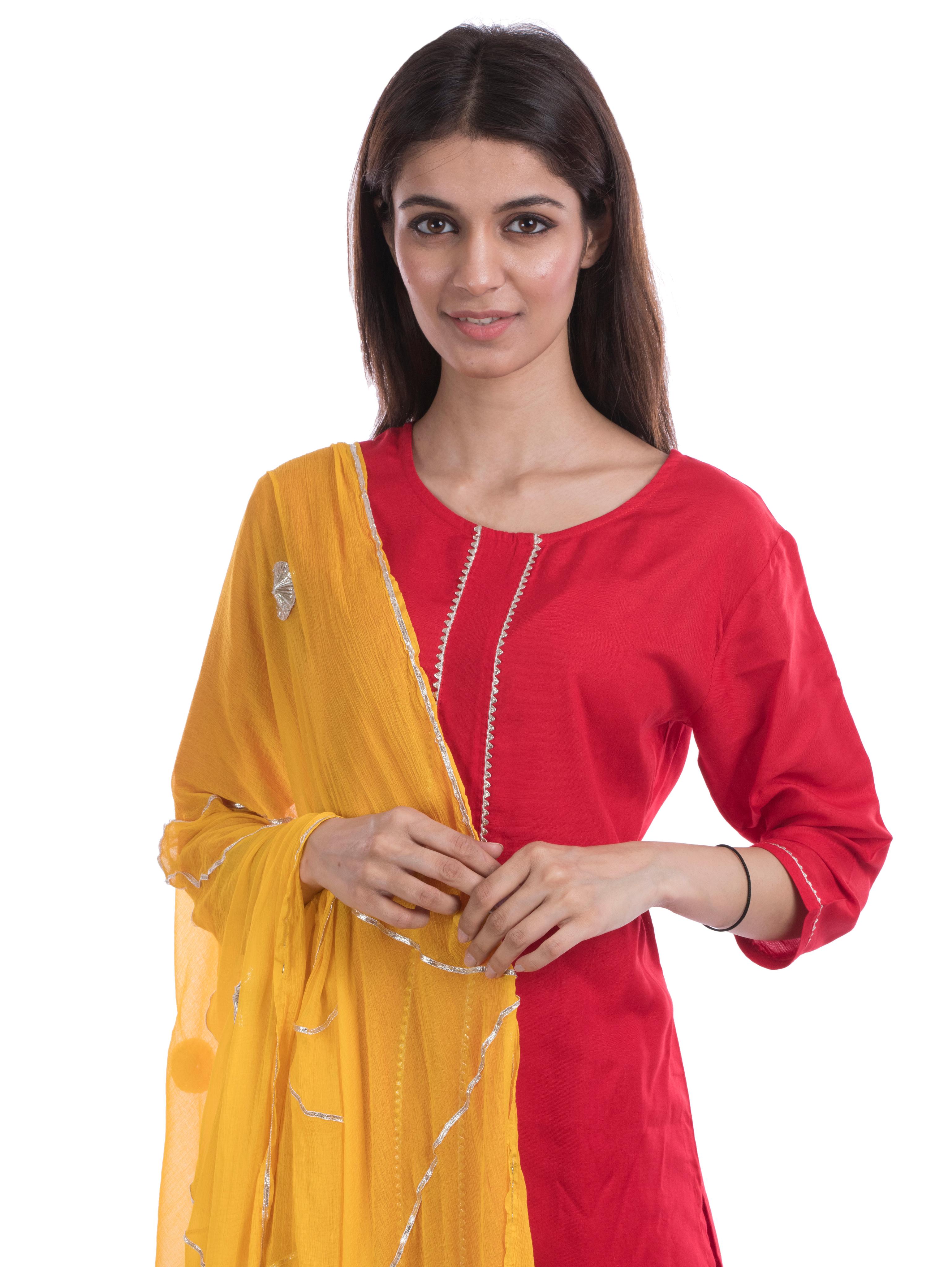 tajnan straight red rayon suit set - 17947905 - Standard Image - 2