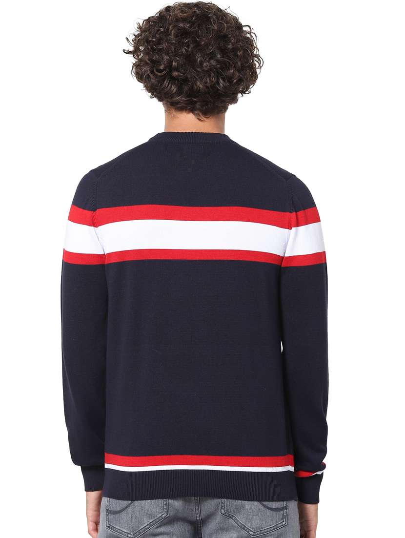 navy blue color block pullover - 17947967 - Standard Image - 2