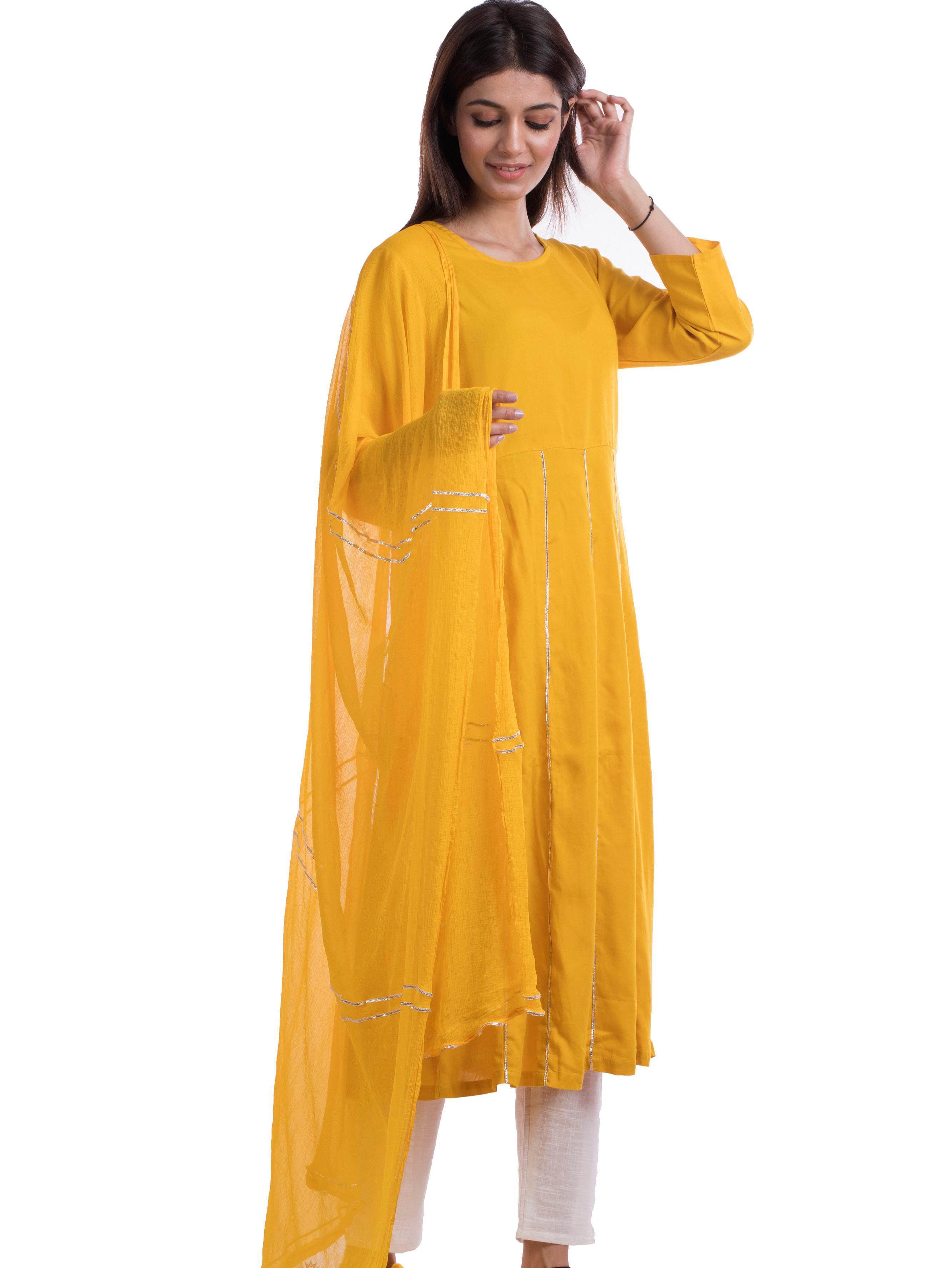 tajnan women's yellow rayon kalidar suit - 17947989 - Standard Image - 2