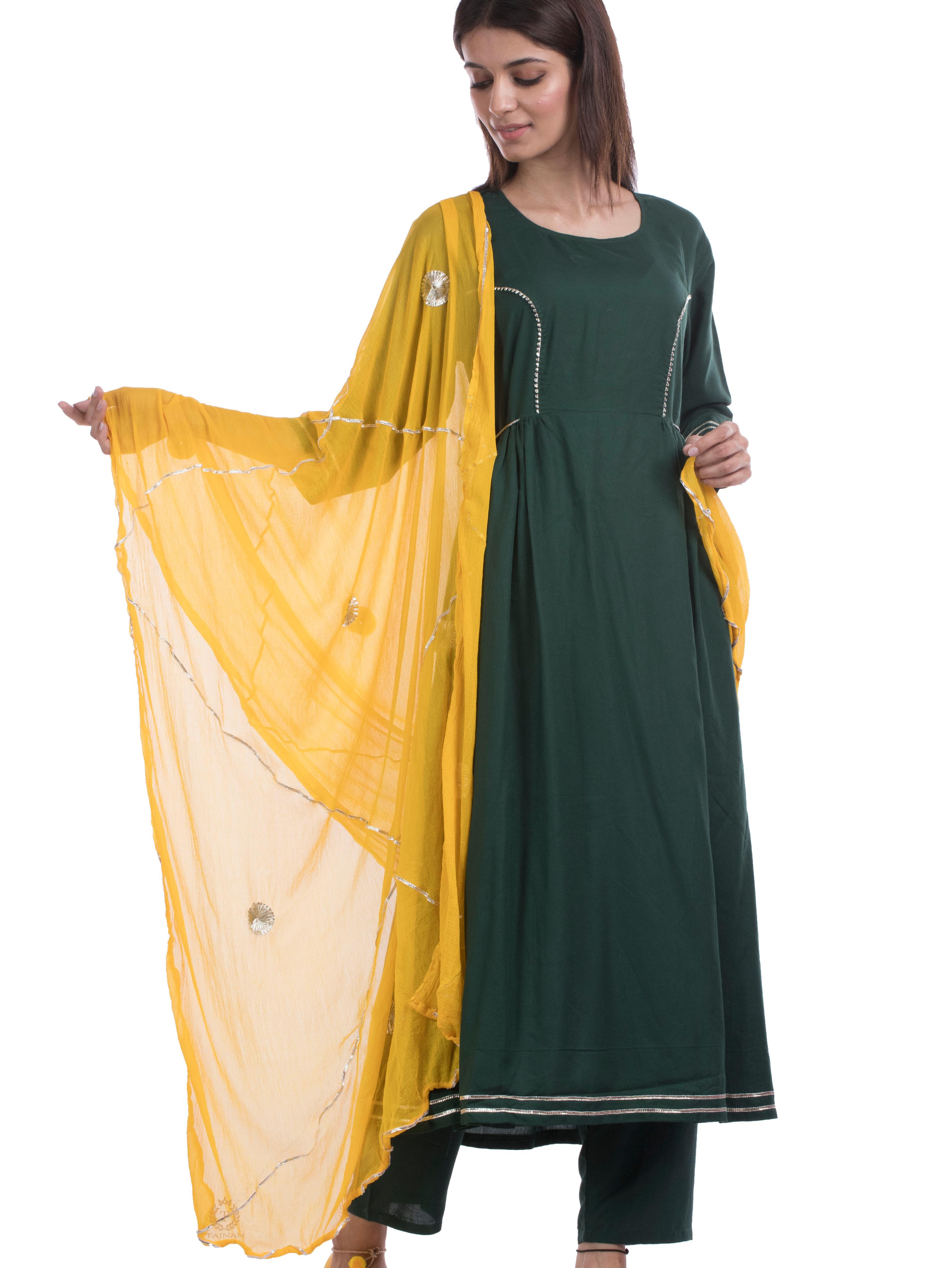 tajnan wome's green rayon suit set - 17948004 - Standard Image - 2