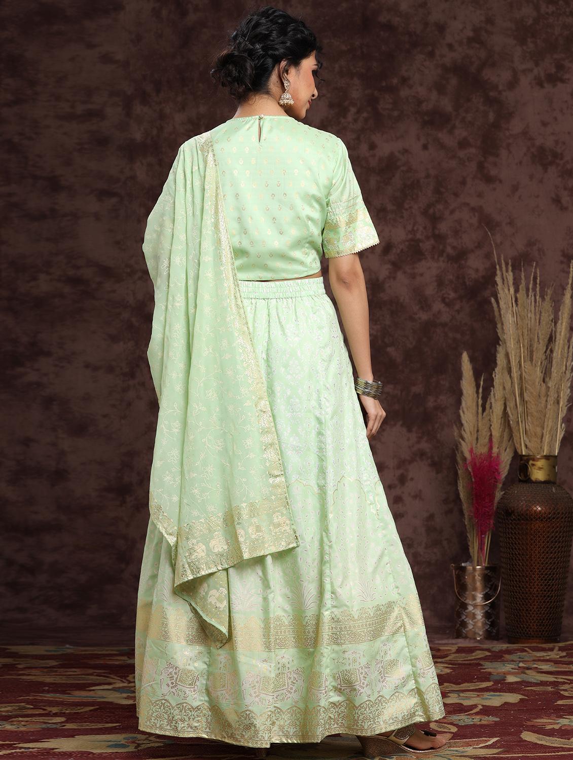 green flared lehenga - 17948027 - Standard Image - 2