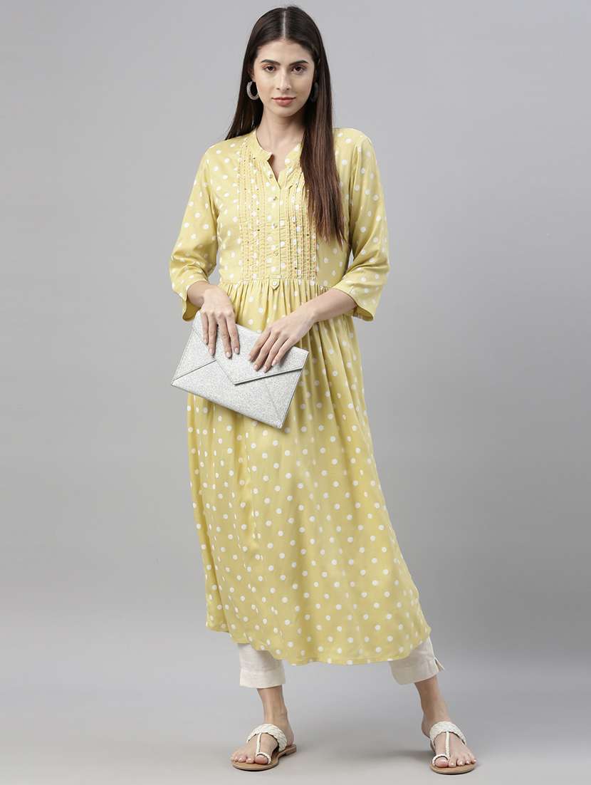 polka dot pintucks flared kurta