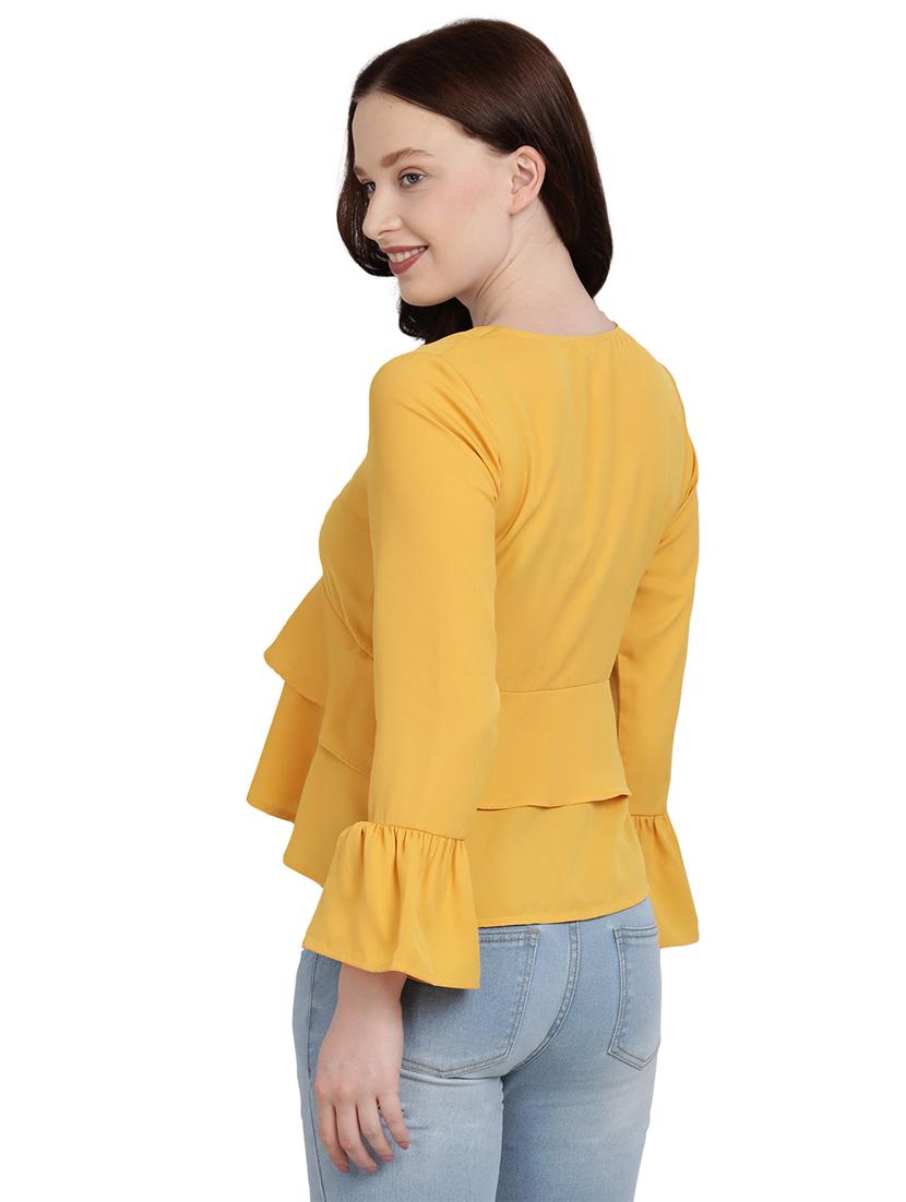 ruffled detailed solid peplum top - 17948218 - Standard Image - 2