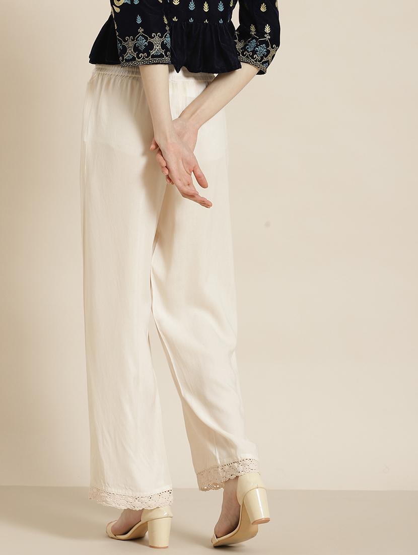 offwhite solid straight palazzo - 17948298 - Standard Image - 2