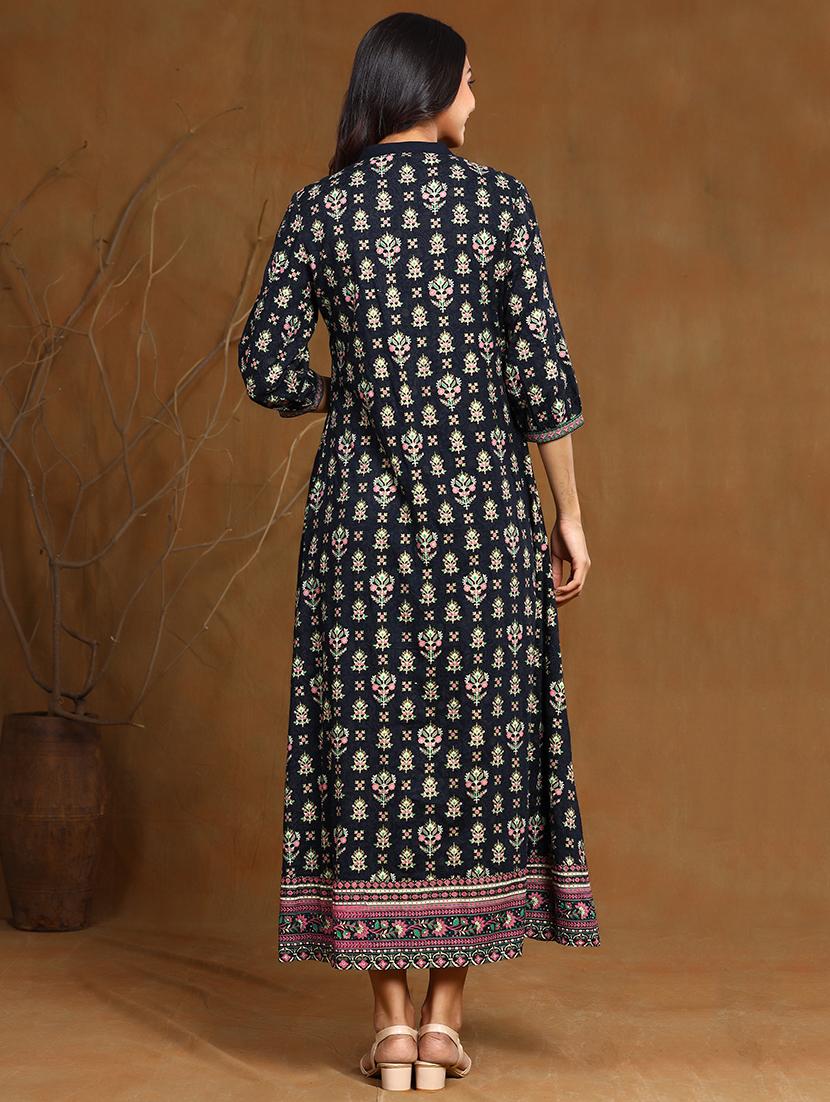 printed flared ethnic dress - 17948330 - Standard Image - 2