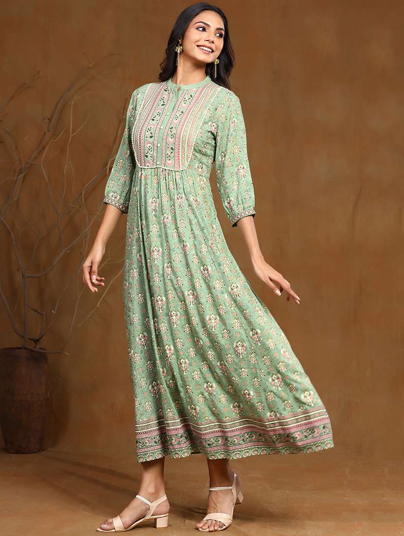 printed flared ethnic dress - 17948332 -  Standard Image - 2