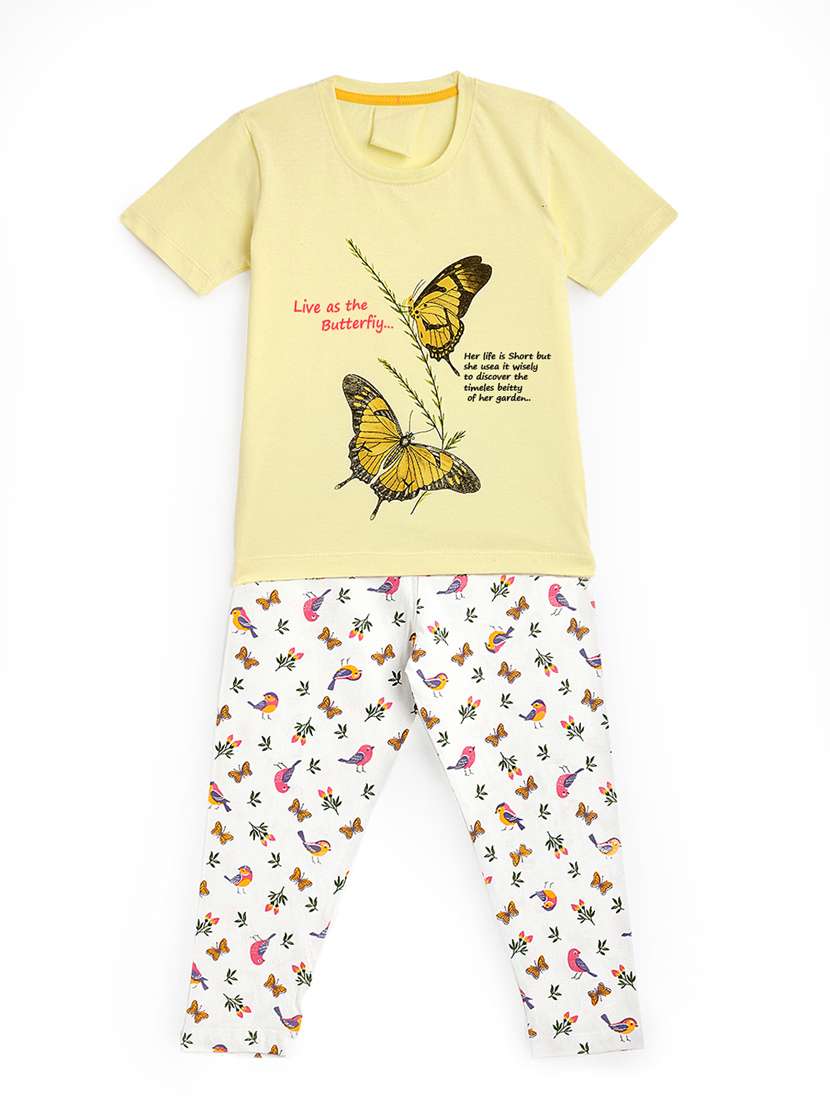 round neck printed nightwear pajama set