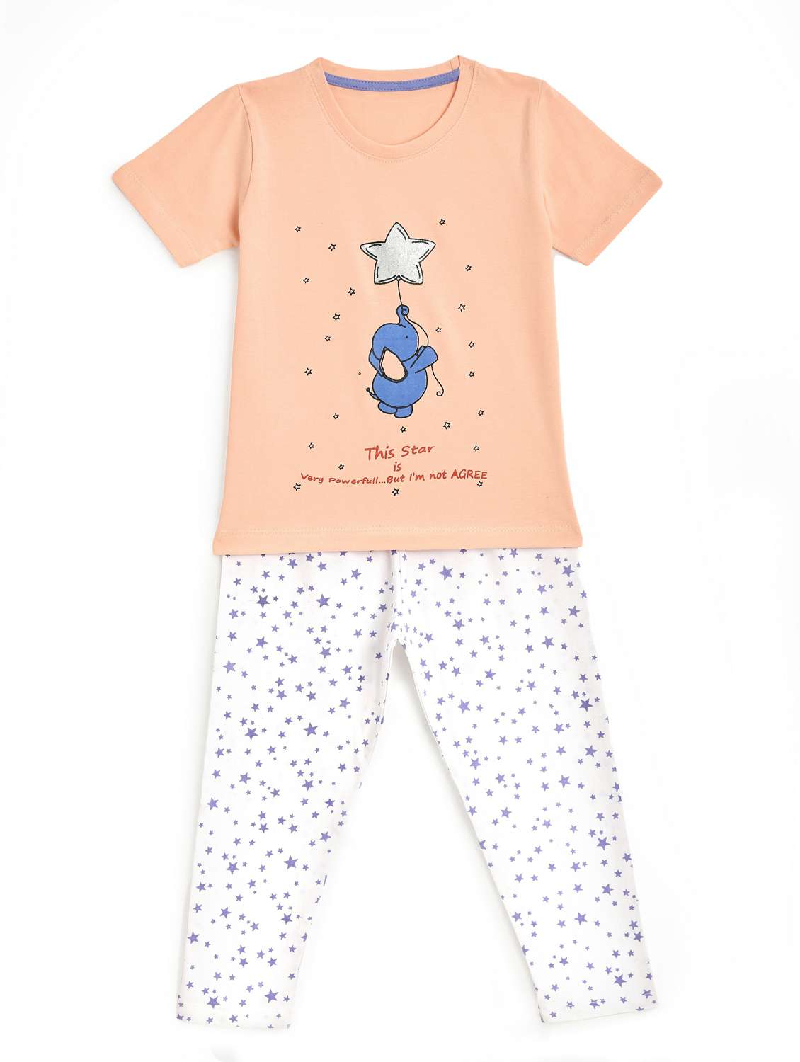 round neck printed nightwear pajama set