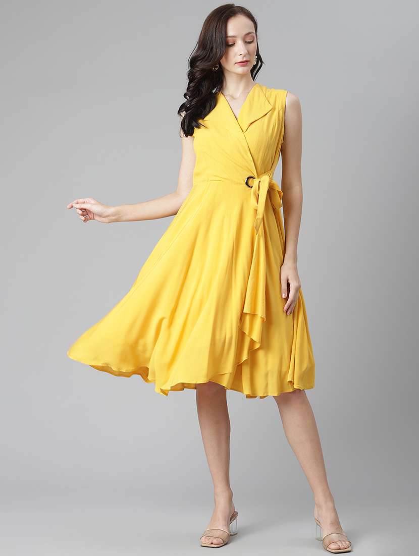 women's wrap solid dress