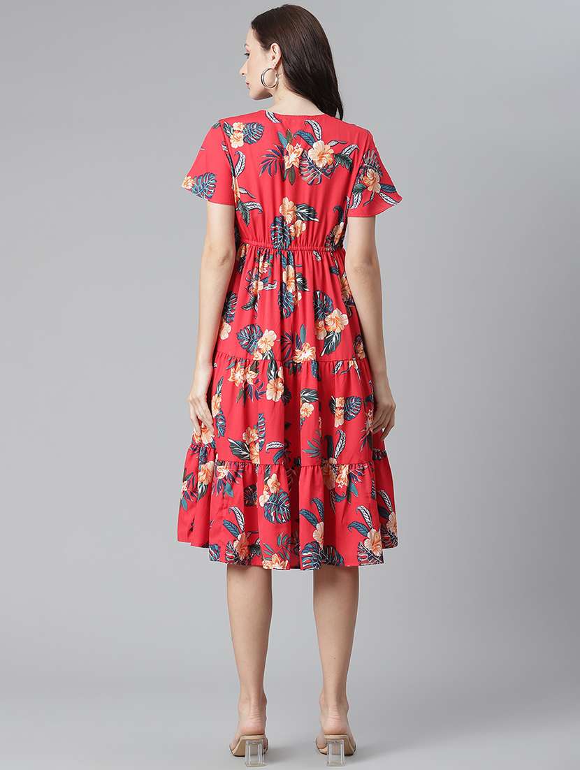 v-neck floral tiered dress - 17948530 -  Standard Image - 2