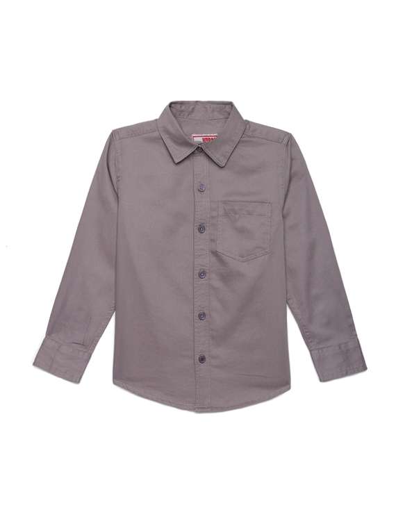 solid grey melange cotton casual shirt - 17951020 - Zoom Image - 0