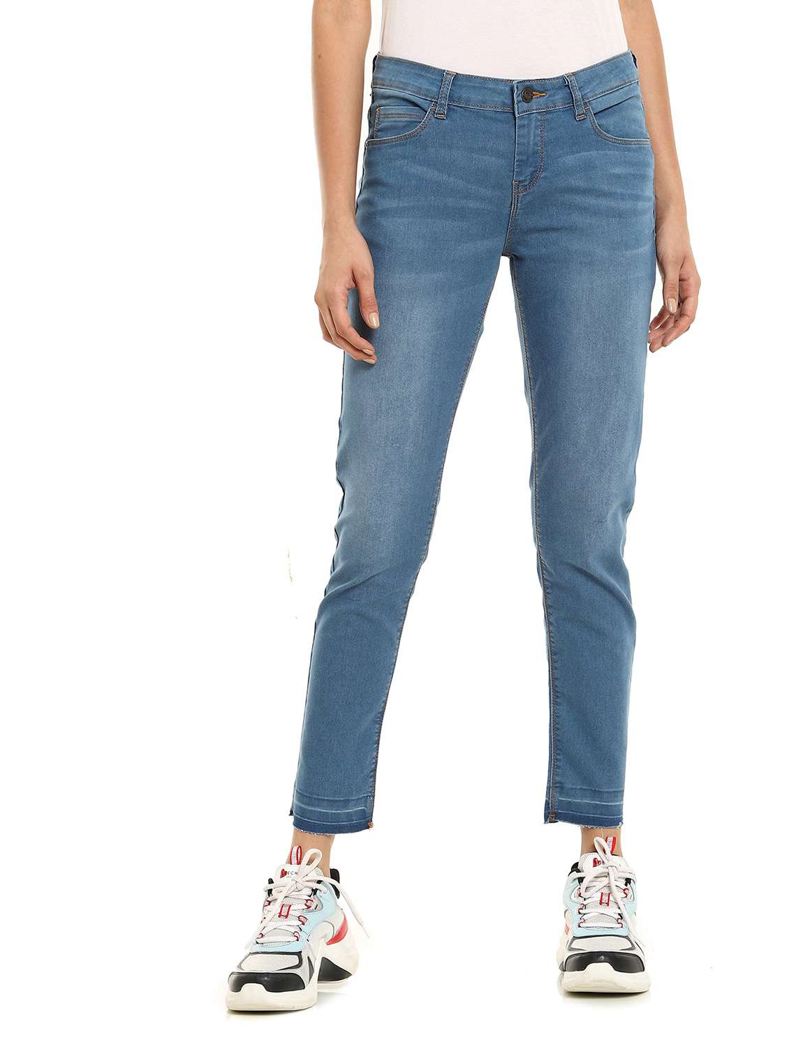 mid rise stone washed jeans 