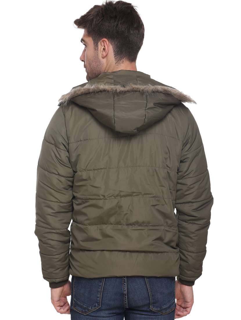 olive green solid quilted jacket - 17952129 - Standard Image - 2