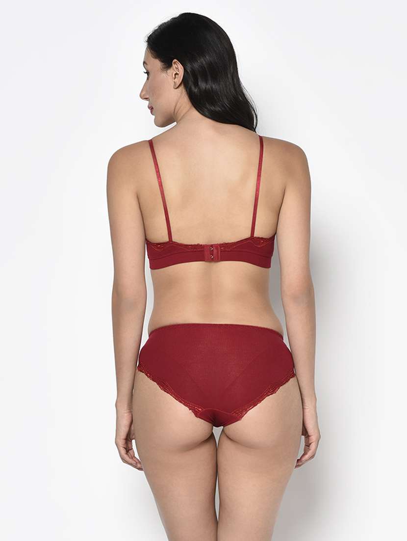 red solid bras and panty set - 17952147 - Standard Image - 2