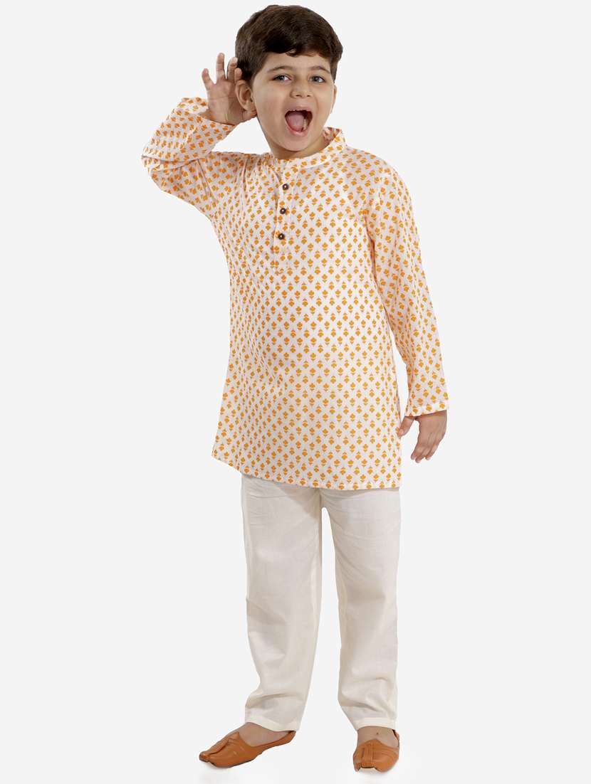 yellow printed  kurta set
