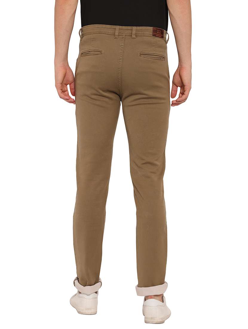 brown textured flat front casual trouser - 17954306 -  Standard Image - 2