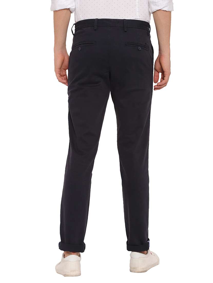 black solid flat front casual trouser - 17954309 -  Standard Image - 2
