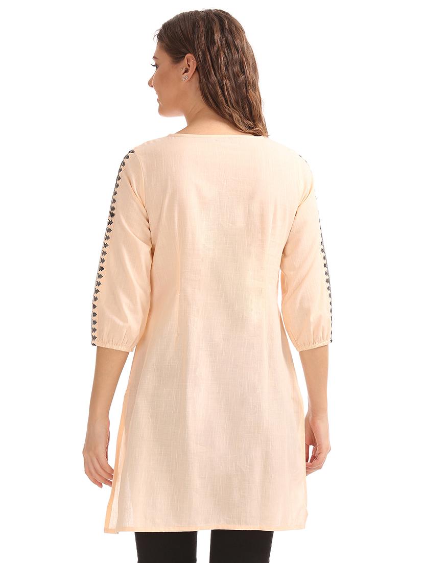 tie up neck embroidered detail tunic - 17954470 - Standard Image - 2