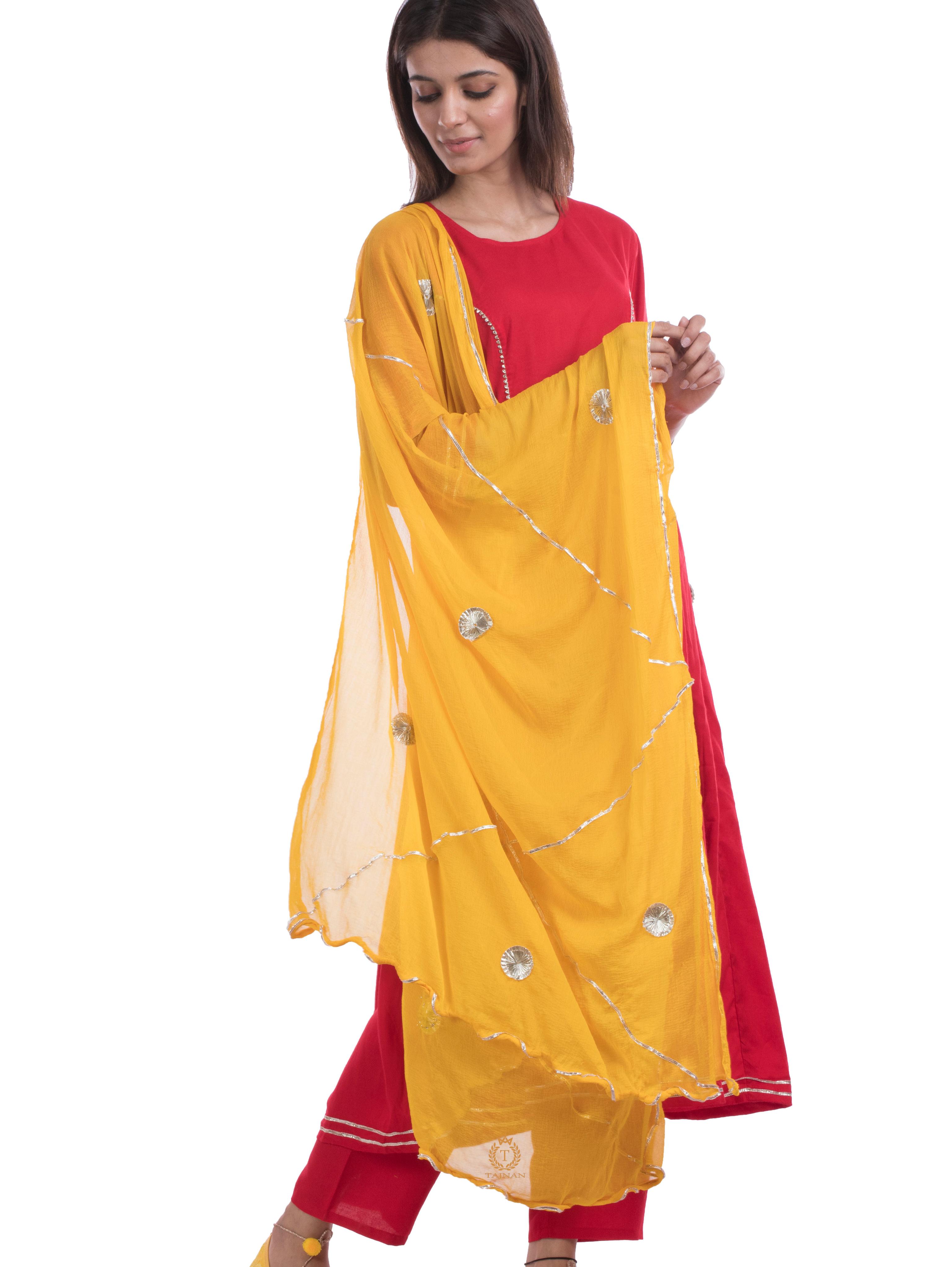 tajnan gotta lays chiffon yellow dupatta - 17955492 - Standard Image - 2