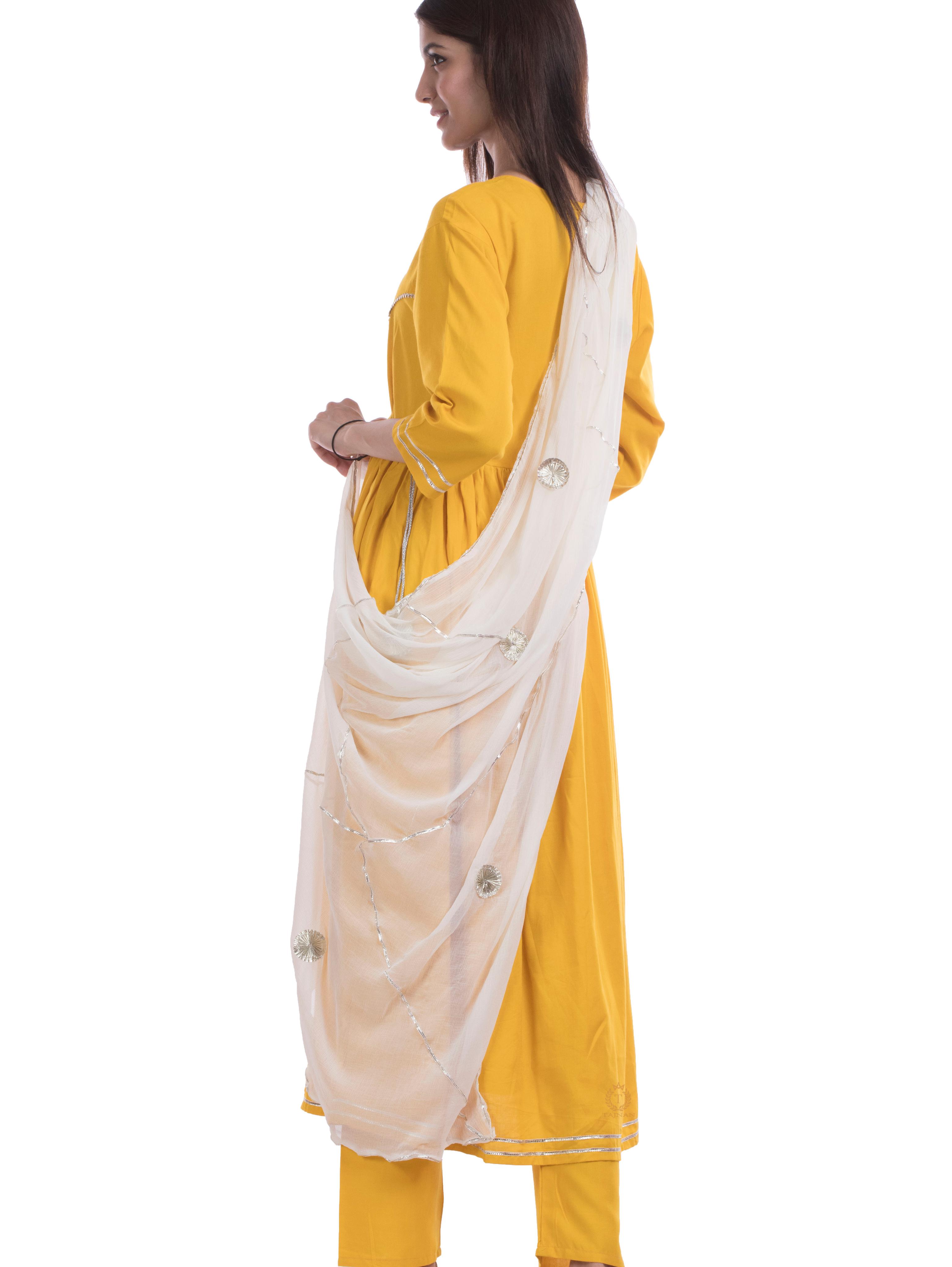 tajnan gotta lays chiffon white dupatta - 17955494 - Standard Image - 2