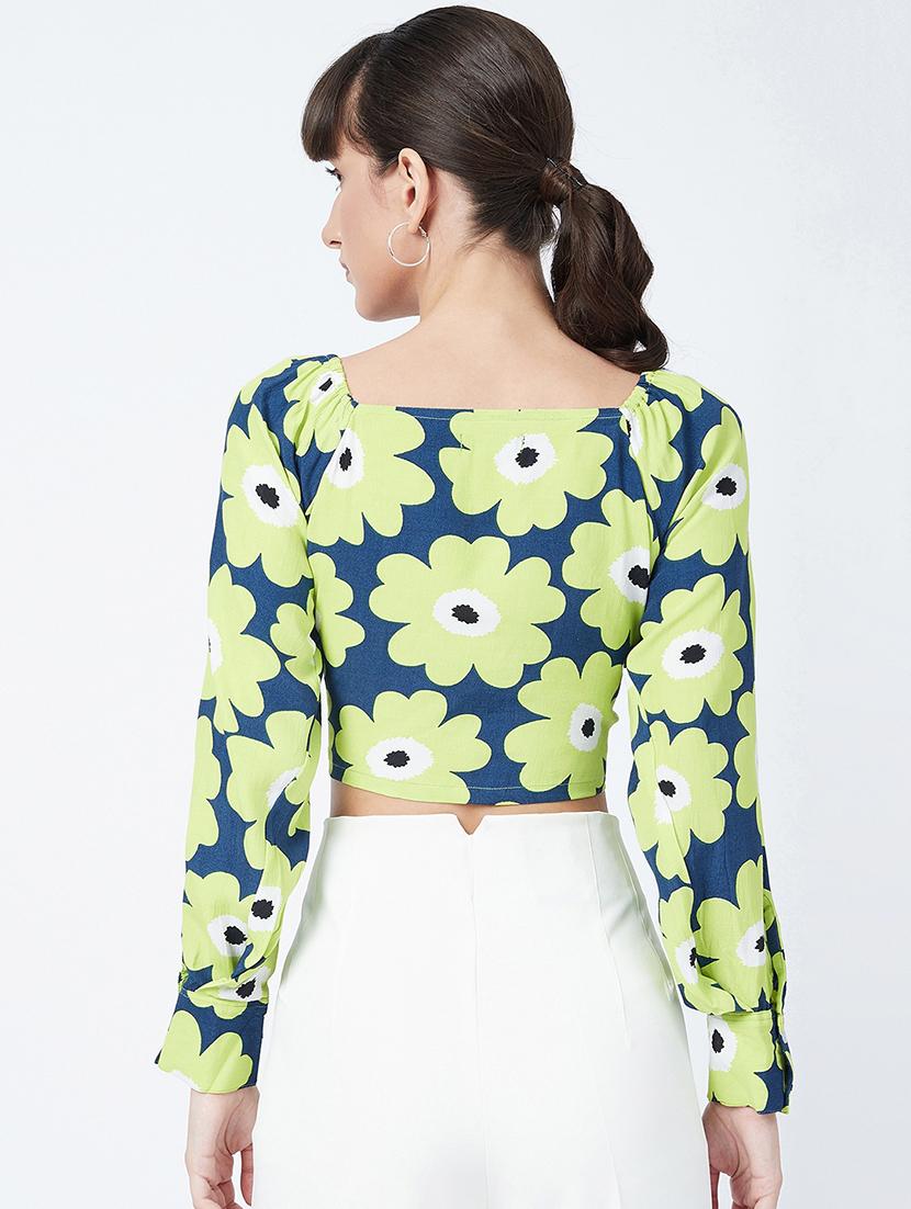 tie front floral crop top - 17955706 - Standard Image - 2
