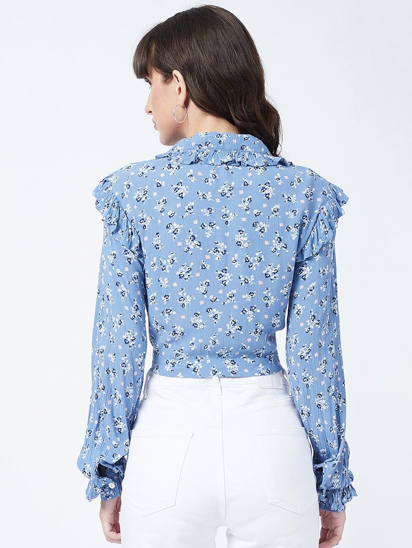 frill detail floral crop top - 17955709 - Standard Image - 2
