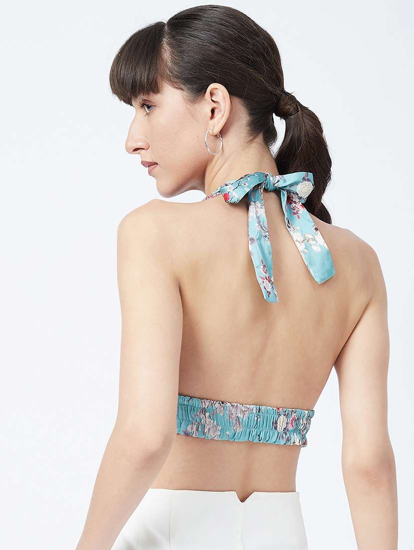 halter neck printed crop top  - 17955712 -  Standard Image - 2