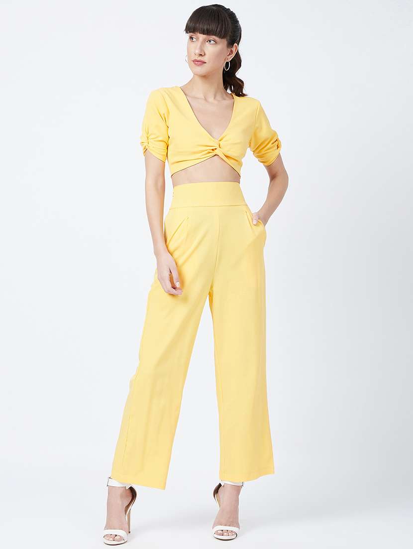 v-neck crop top and trouser set