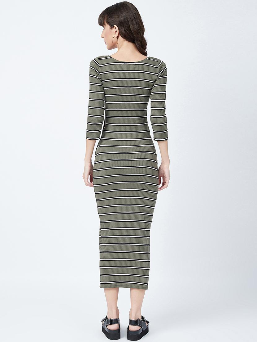 square neck striped bodycon dress - 17956265 - Standard Image - 2