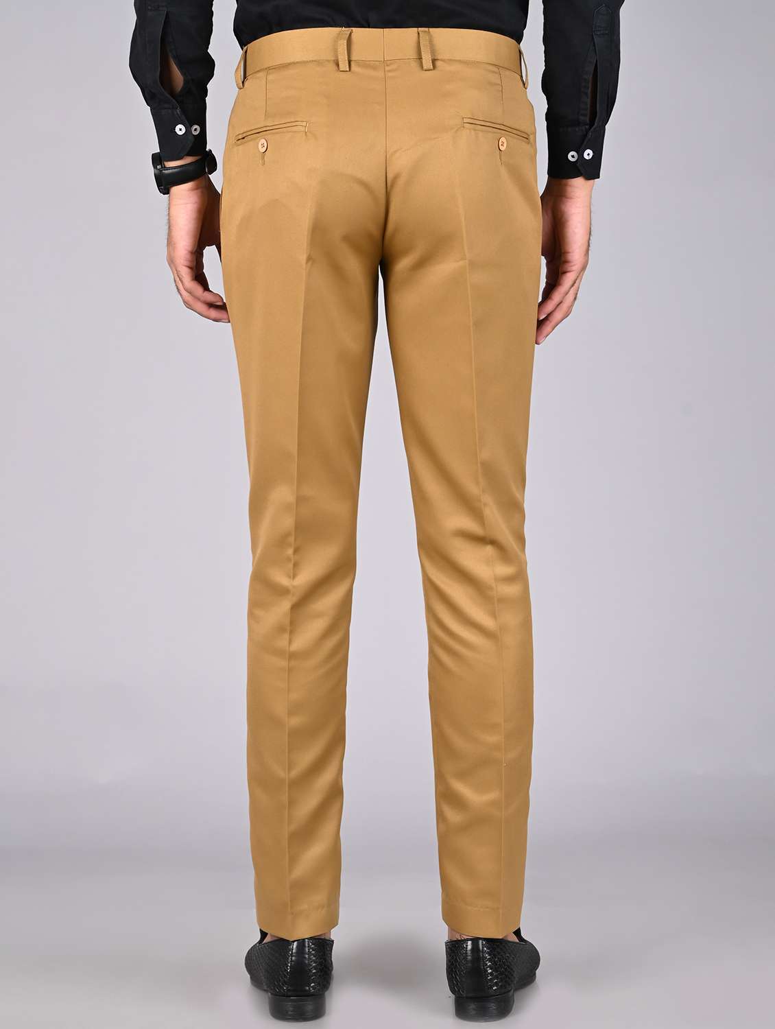 brown textured flat front  formal trouser - 17956297 -  Standard Image - 2