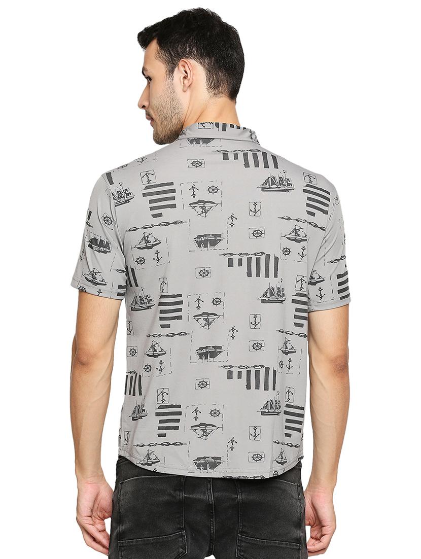 grey printed casual shirt - 17956311 - Standard Image - 2