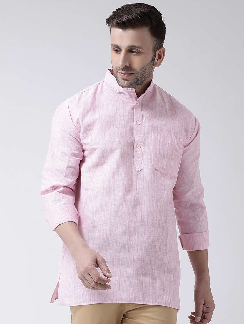 pink self design short kurta