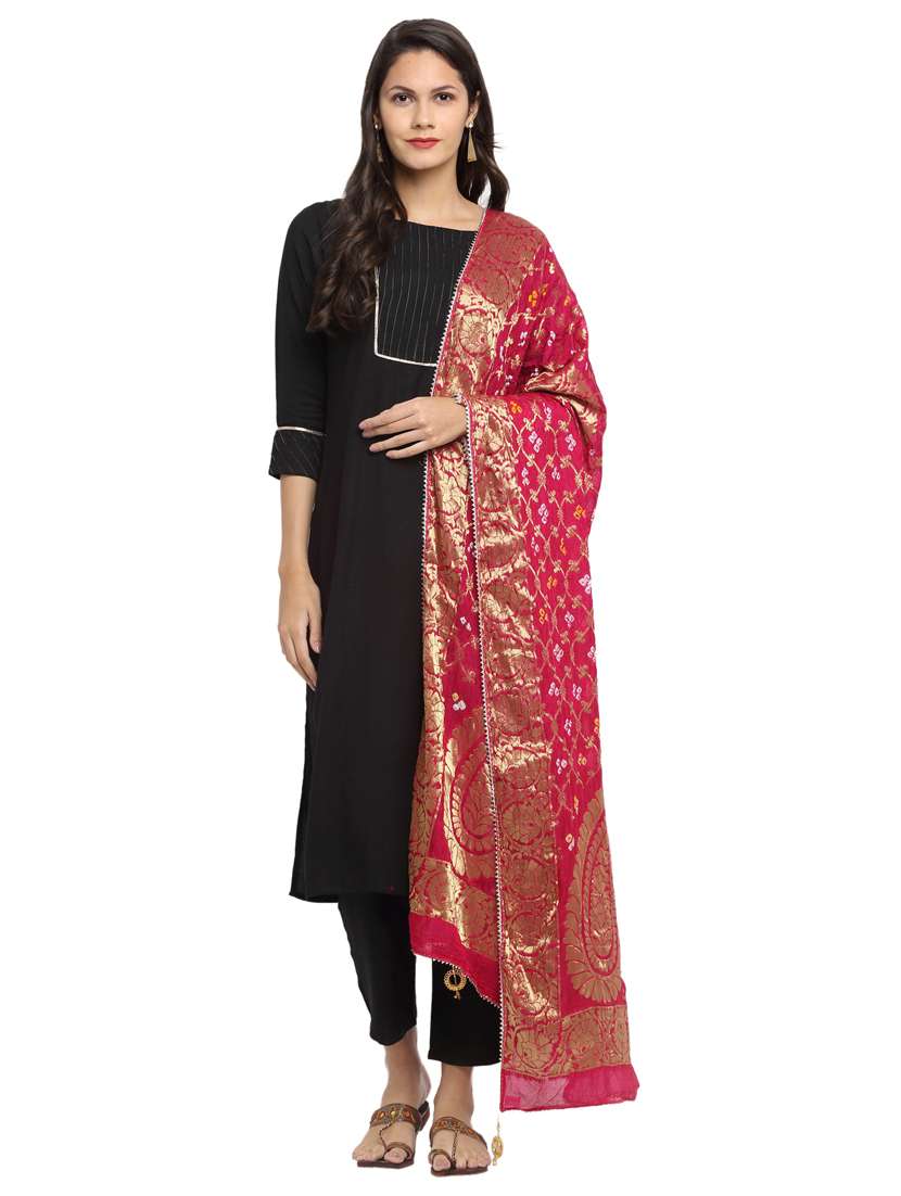 magenta silk blend dupatta