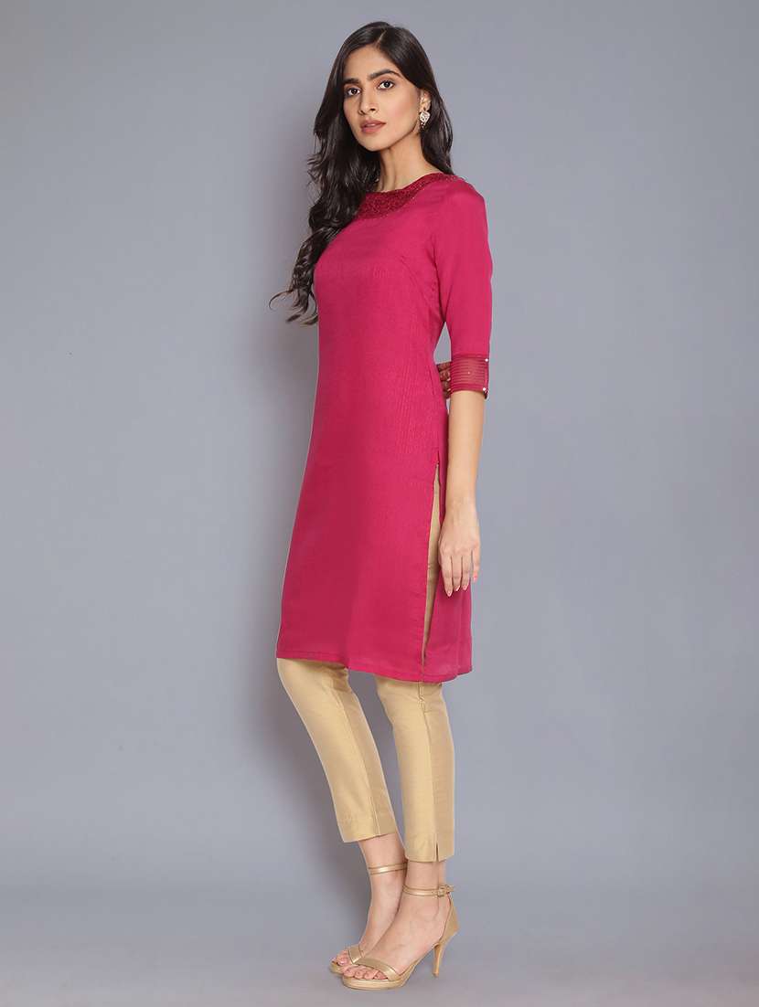 women's straight kurta - 17960418 - Standard Image - 2