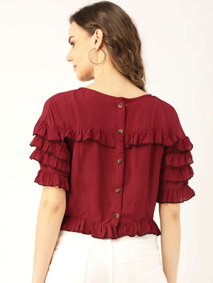 Women's Ruffle Boat Neck Top