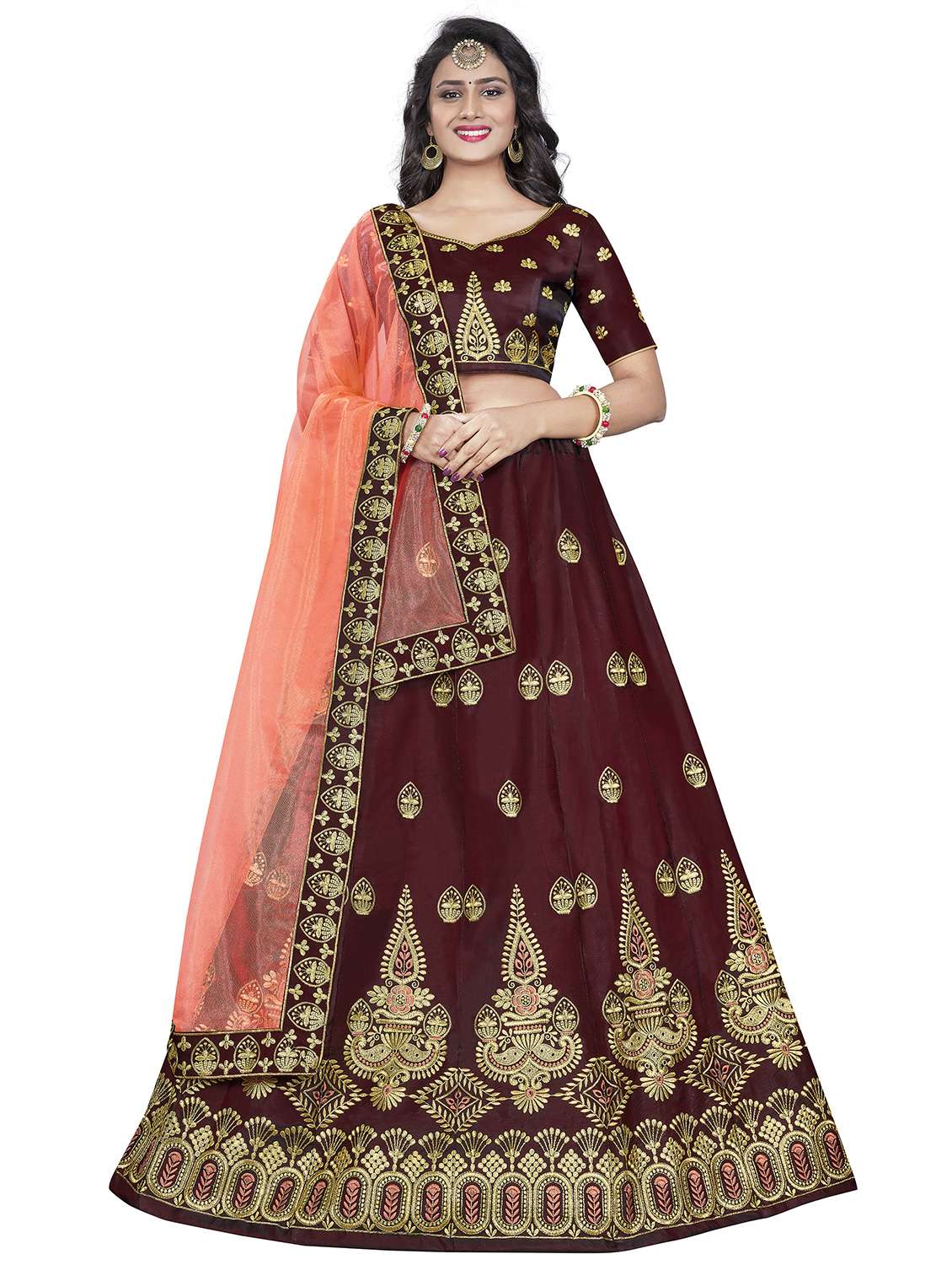 embroidered panelled lehenga