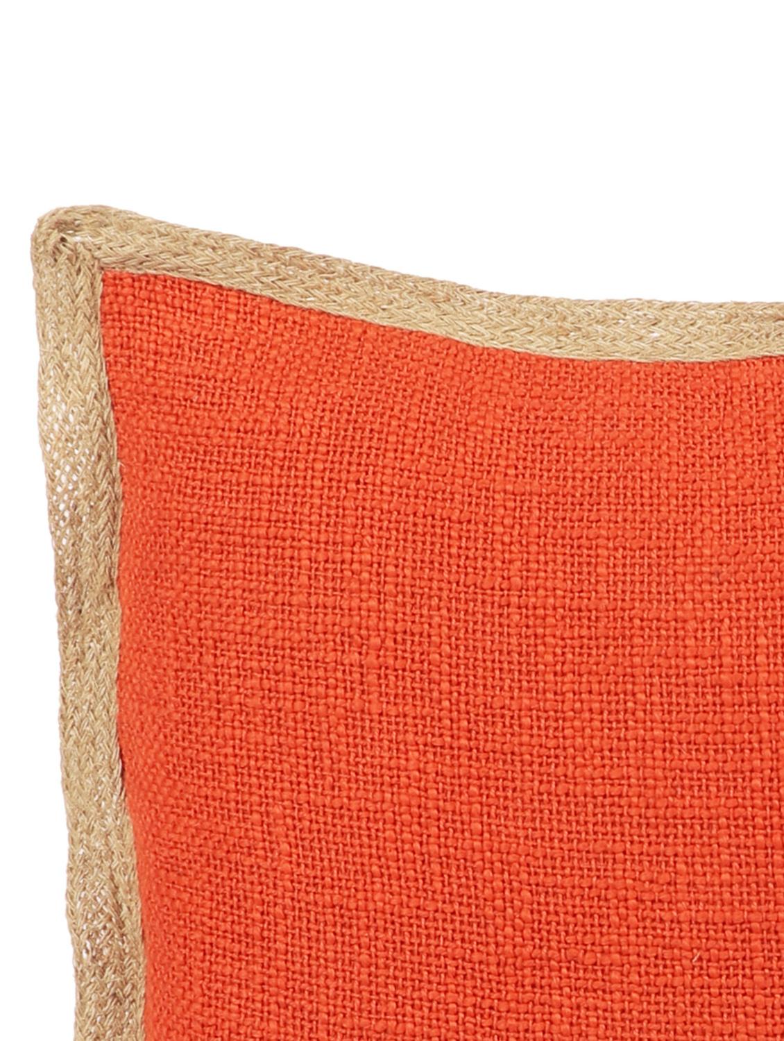 ambbi collections cotton slub cushion cover with jute trime 16x16 inch cushion cover, set of 1 - 17961962 - Standard Image - 2
