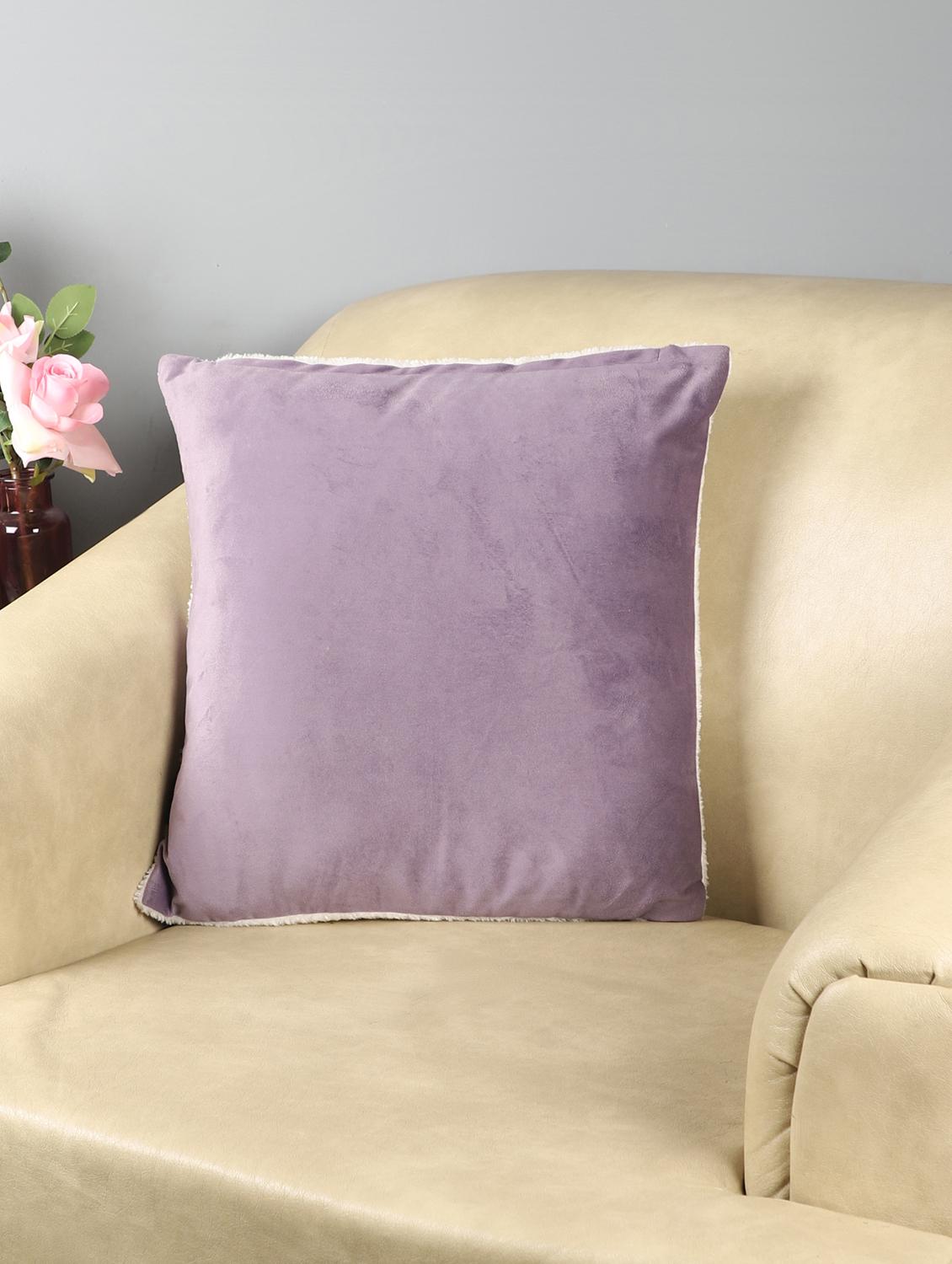 ambbi collections velvet cushion cover with sherpa back 16x16 inch cushion cover, set of 1 - 17961966 -  Zoom Image - 0