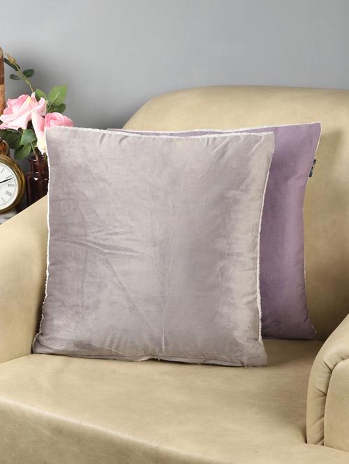 ambbi collections velvet cushion cover with sherpa back 16x16 inch cushion cover, set of 2 - 17961969 - Standard Image - 0