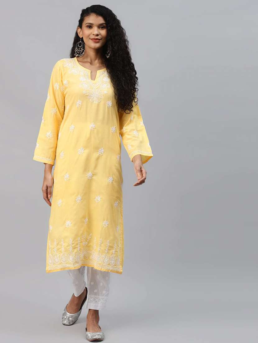 ada hand-embroidered chikankari kurta pant set