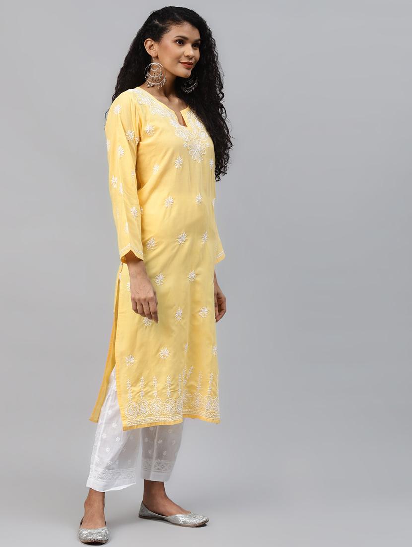ada hand-embroidered chikankari kurta pant set - 17962081 - Standard Image - 2