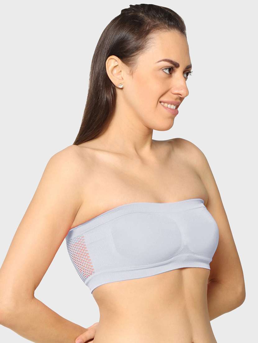 grey solid tube bra
