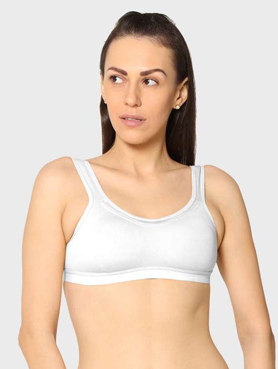 white solid sports bra 