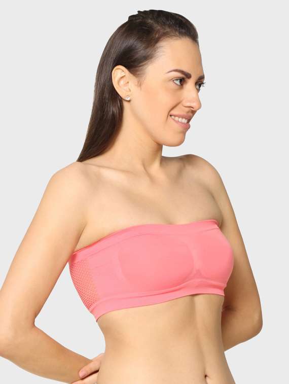 peach solid bra