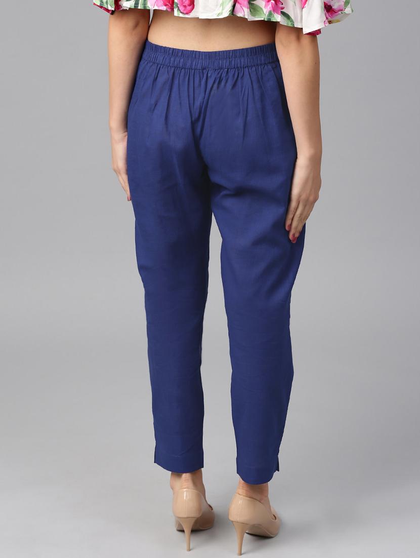 women solid high rise cigarette trouser - 17963879 - Standard Image - 2