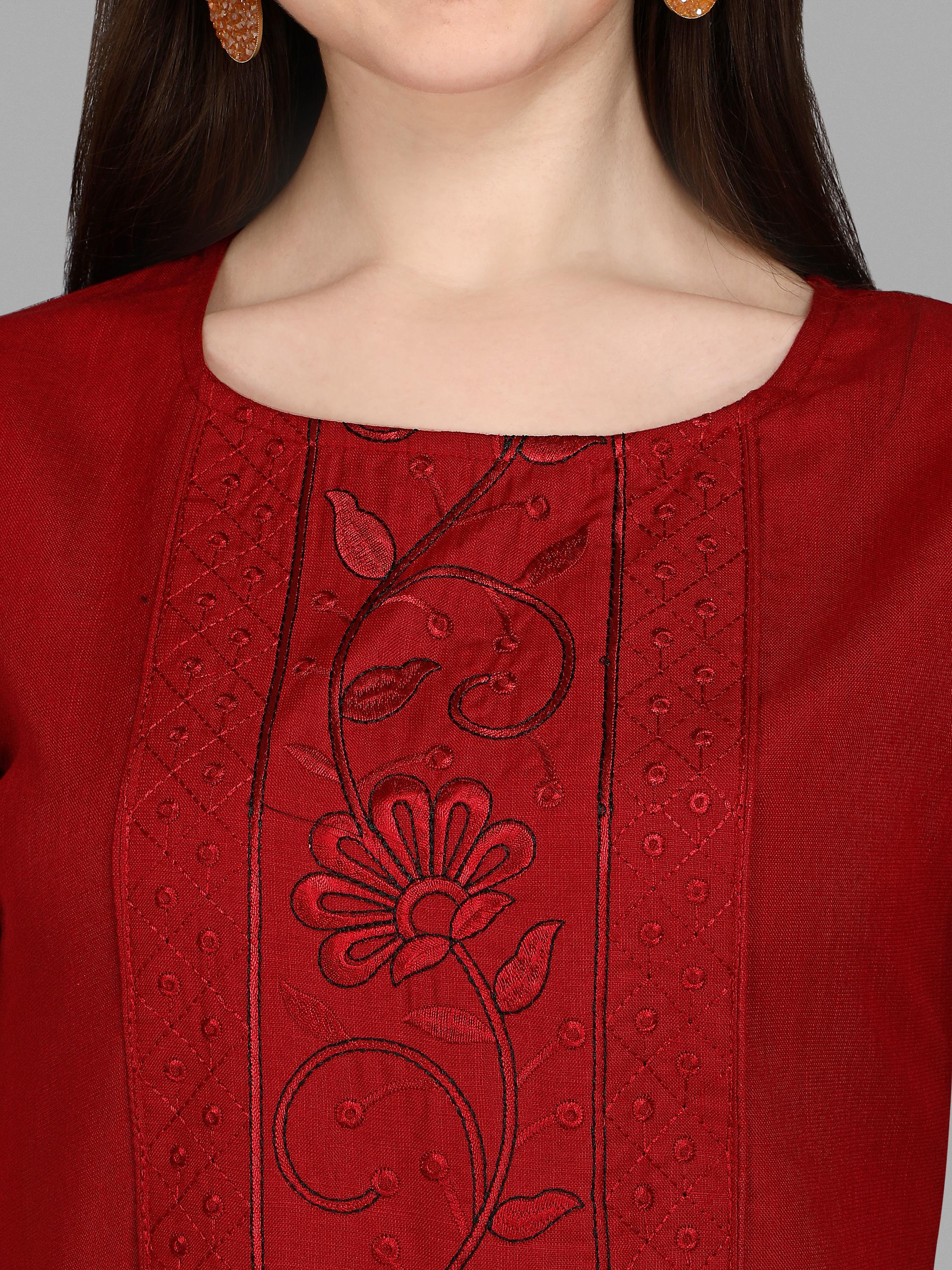 embroidery kurta red - 17965421 - Standard Image - 2