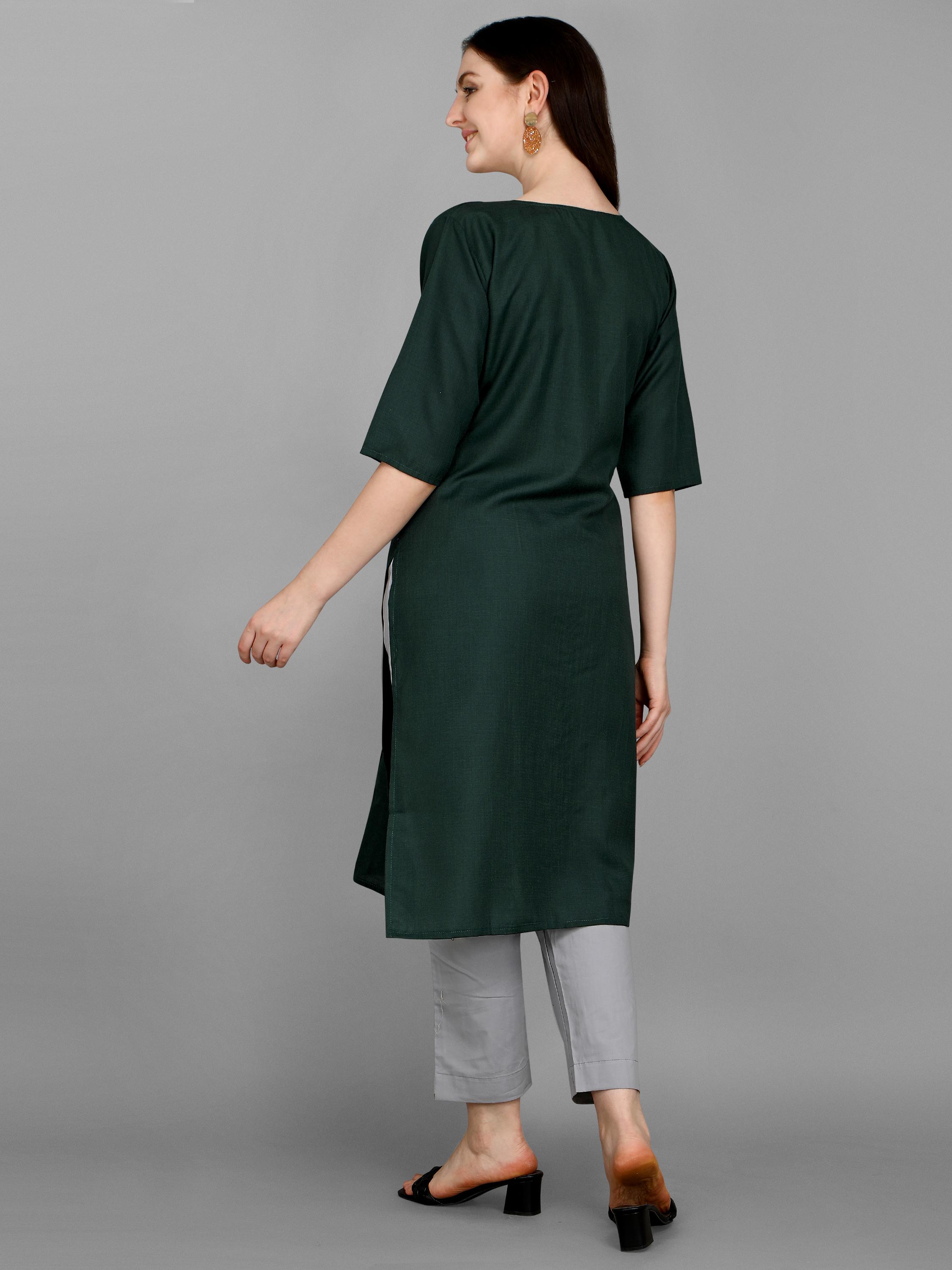 embroidery kurta bottlegreen - 17965422 - Standard Image - 2