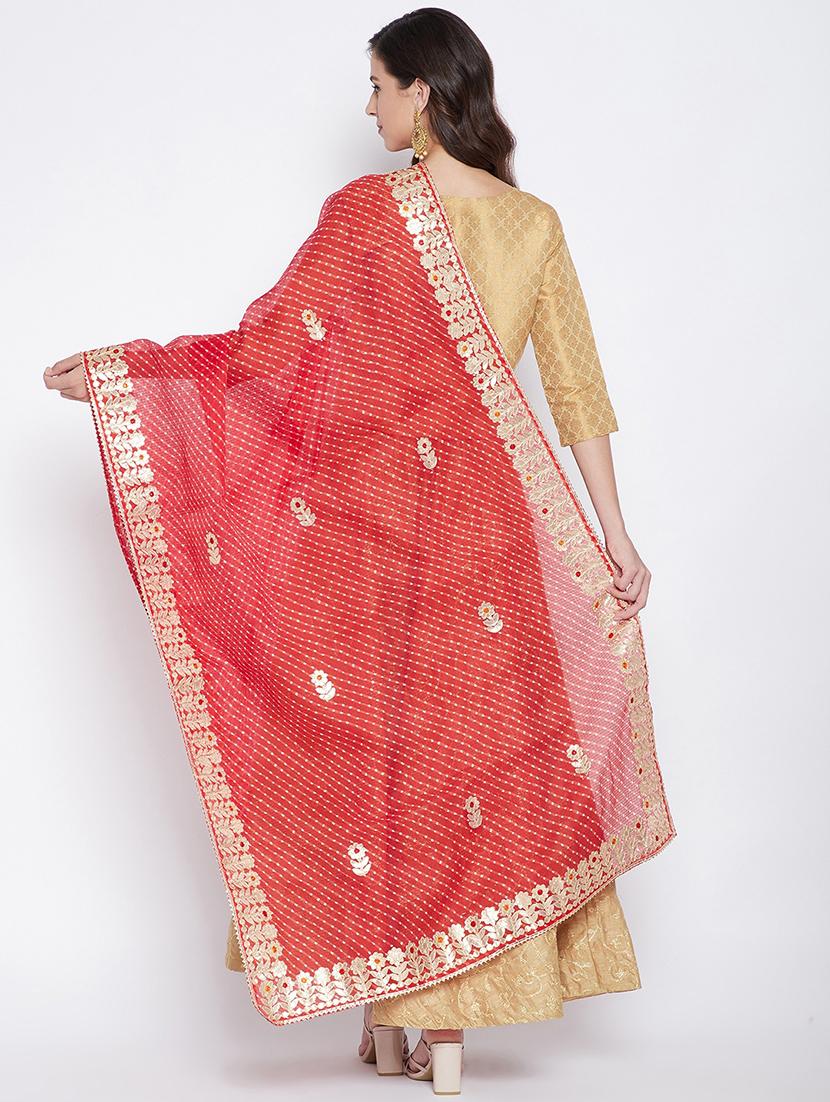 red cotton blend dupatta - 17965577 - Standard Image - 2
