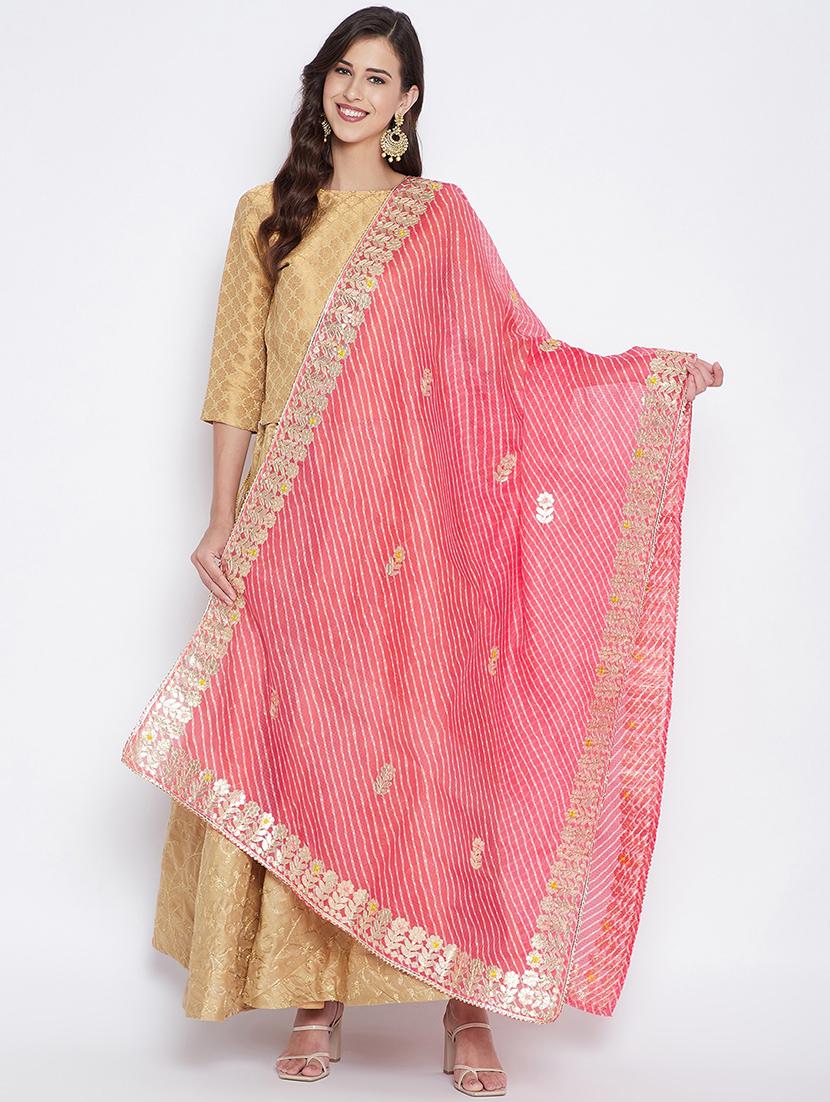 peach cotton blend dupatta - 17965578 - Zoom Image - 0