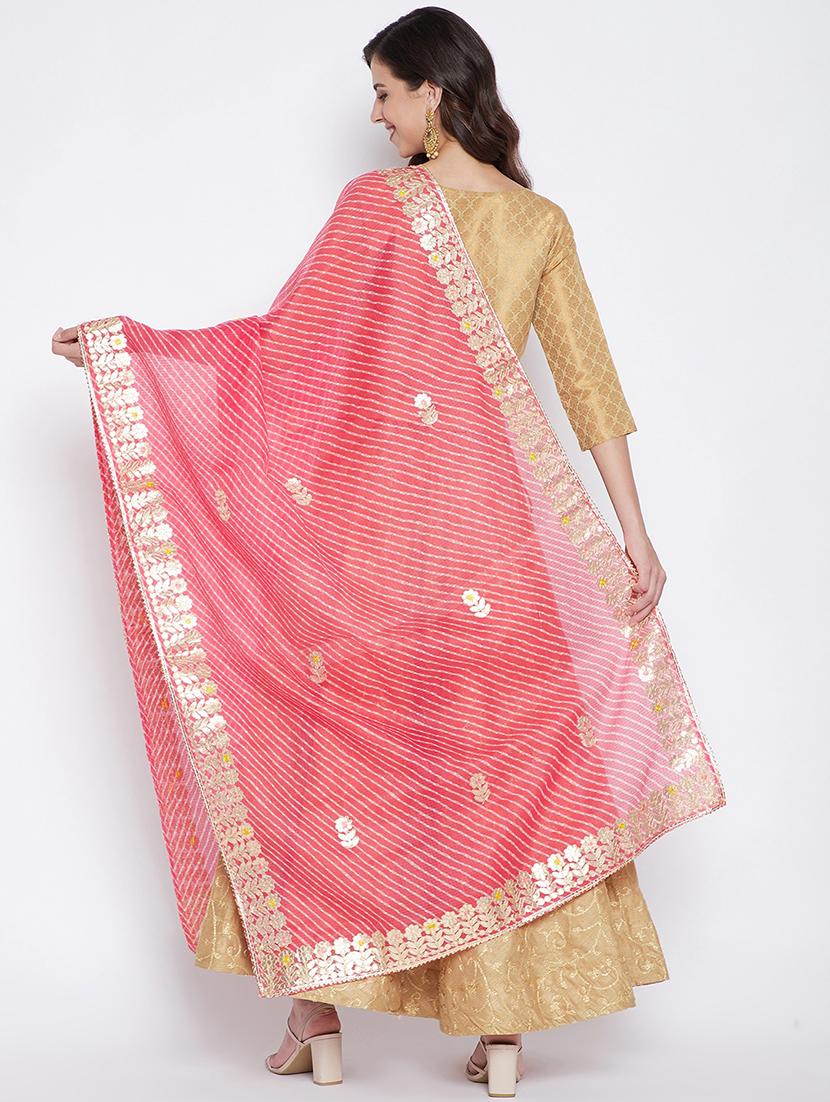 peach cotton blend dupatta - 17965578 - Standard Image - 2